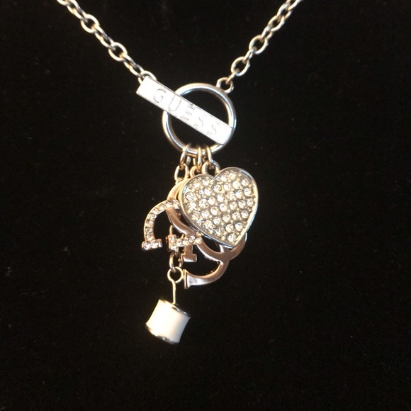 Guess Jewelry Guess Charm Necklace Goldsilver Tone Toggle Clasp Poshmark